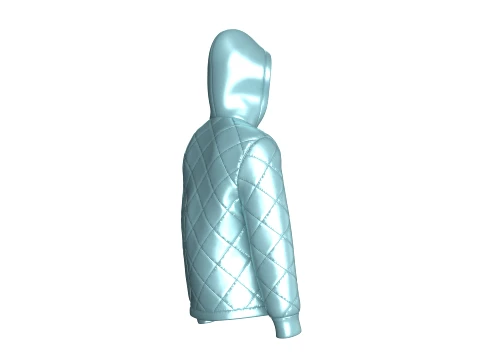 Men Half Zip Hooded Puffer Jacket 3D Model