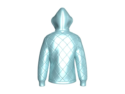Men Half Zip Hooded Puffer Jacket 3D Model
