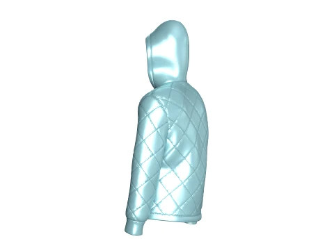 Men Half Zip Hooded Puffer Jacket 3D Model
