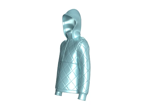 Men Half Zip Hooded Puffer Jacket 3D Model