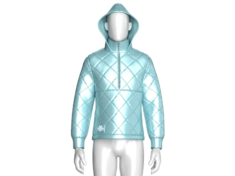 Men Half Zip Hooded Puffer Jacket 3D Model