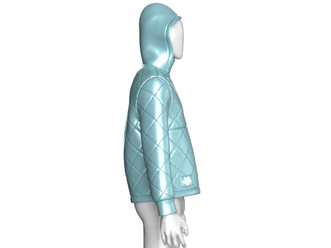 Men Half Zip Hooded Puffer Jacket 3D Model