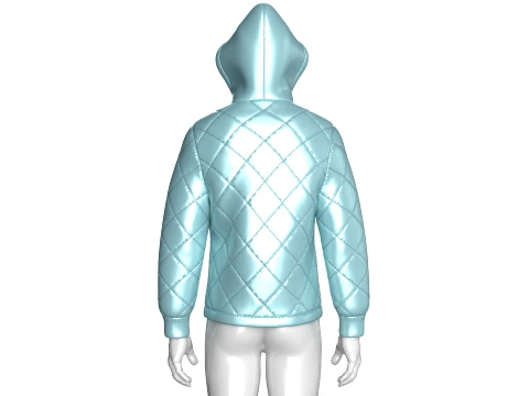 Men Half Zip Hooded Puffer Jacket 3D Model