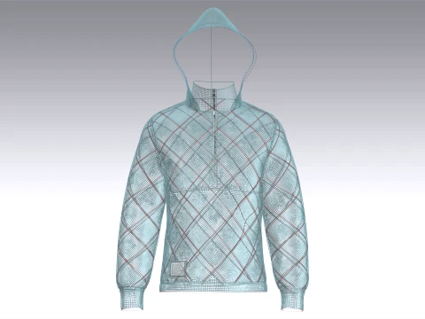Men Half Zip Hooded Puffer Jacket 3D Model