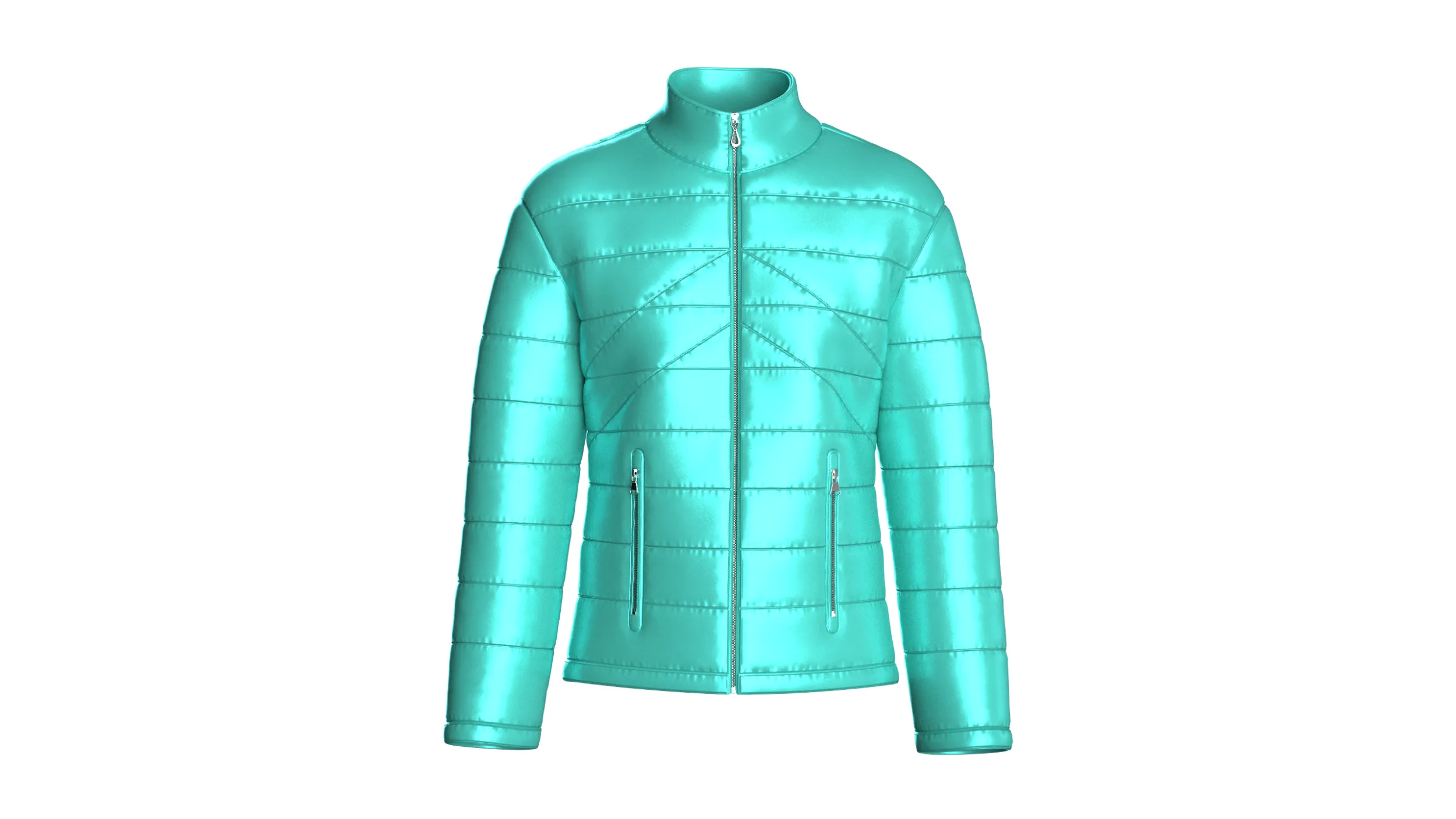 Men Horizontal Quilted Full-Zip Puffer Jacket 3D Model .c4d .max .obj .3ds .fbx .stl .blend 
