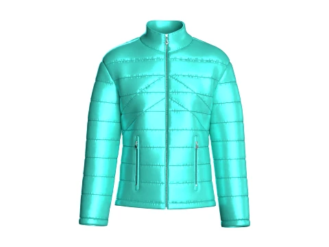 Men Horizontal Quilted Full-Zip Puffer Jacket 3D Model