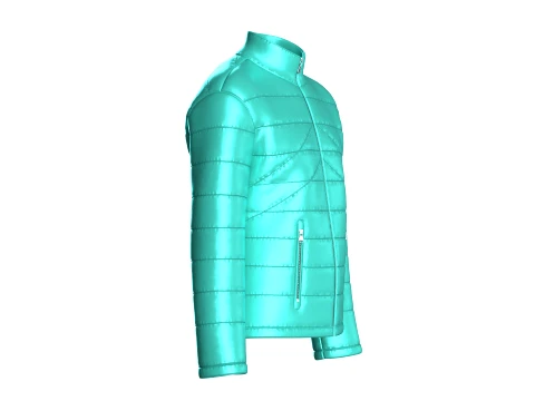 Men Horizontal Quilted Full-Zip Puffer Jacket 3D Model