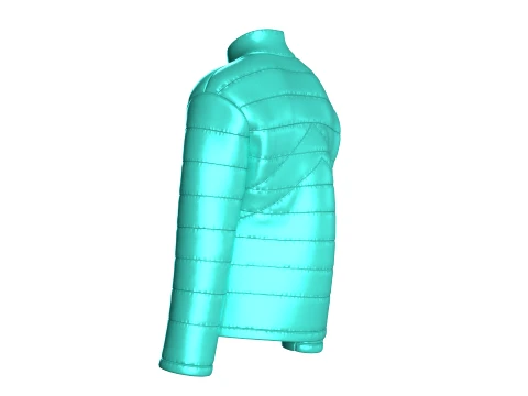 Men Horizontal Quilted Full-Zip Puffer Jacket 3D Model