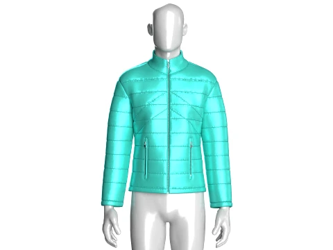 Men Horizontal Quilted Full-Zip Puffer Jacket 3D Model