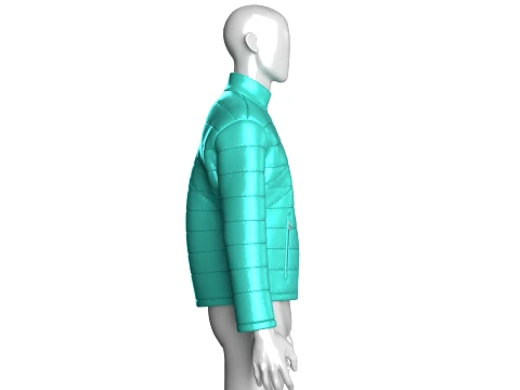 Men Horizontal Quilted Full-Zip Puffer Jacket 3D Model