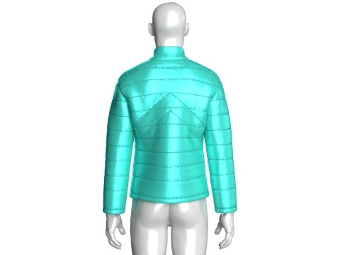 Men Horizontal Quilted Full-Zip Puffer Jacket 3D Model
