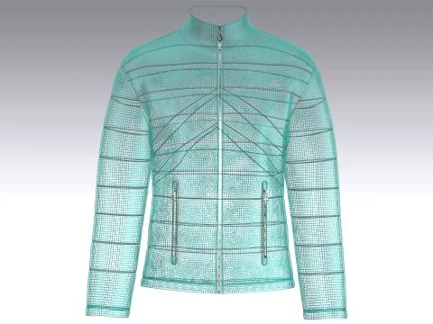 Men Horizontal Quilted Full-Zip Puffer Jacket 3D Model