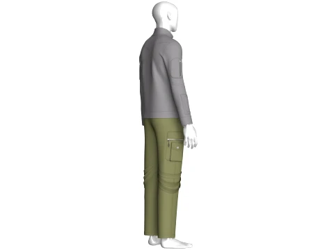 Men Multi Zip Pocket Jacket With Pant - Outfit 3D Model