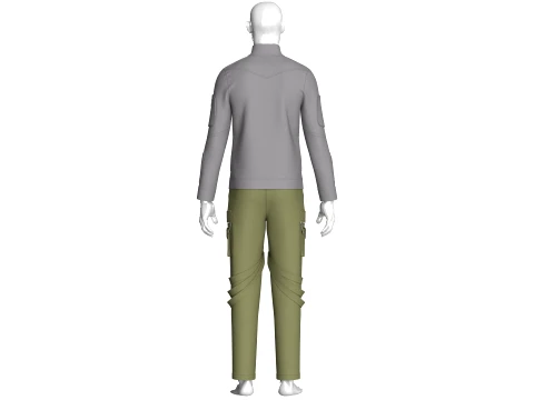 Men Multi Zip Pocket Jacket With Pant - Outfit 3D Model