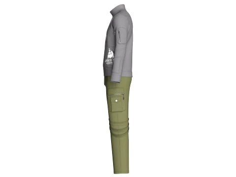 Men Multi Zip Pocket Jacket With Pant - Outfit 3D Model
