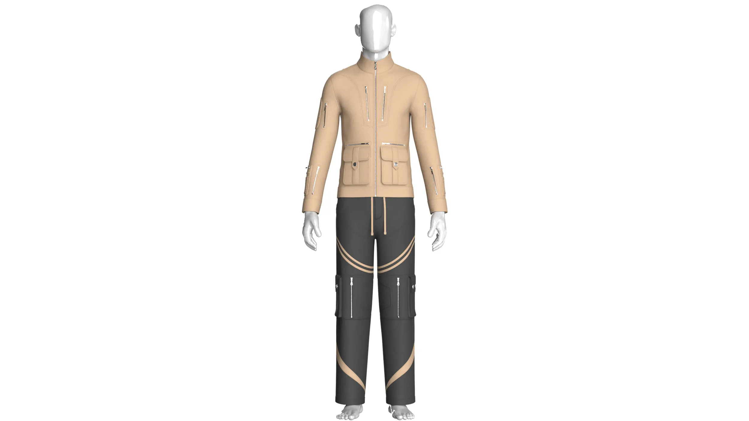 Men Tactical Cargo Jacket With Pant - Outfit 3D Model .c4d .max .obj .3ds .fbx .stl .blend 