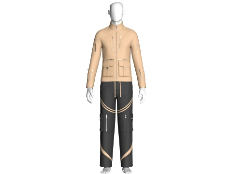 Men Tactical Cargo Jacket With Pant - Outfit 3D Model