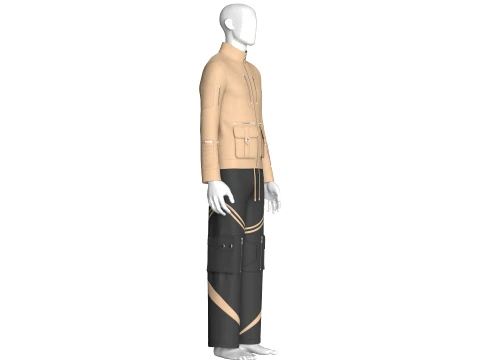 Men Tactical Cargo Jacket With Pant - Outfit 3D Model
