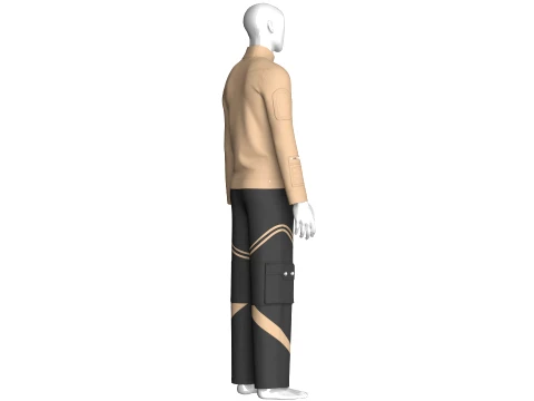 Men Tactical Cargo Jacket With Pant - Outfit 3D Model