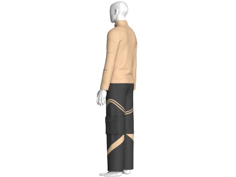 Men Tactical Cargo Jacket With Pant - Outfit 3D Model