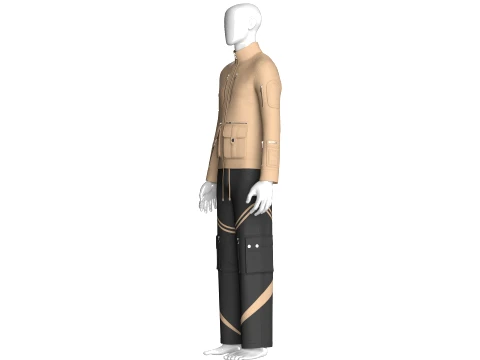 Men Tactical Cargo Jacket With Pant - Outfit 3D Model