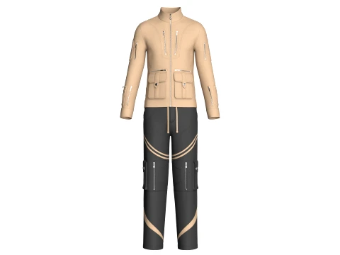 Men Tactical Cargo Jacket With Pant - Outfit 3D Model