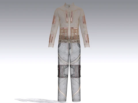 Men Tactical Cargo Jacket With Pant - Outfit 3D Model