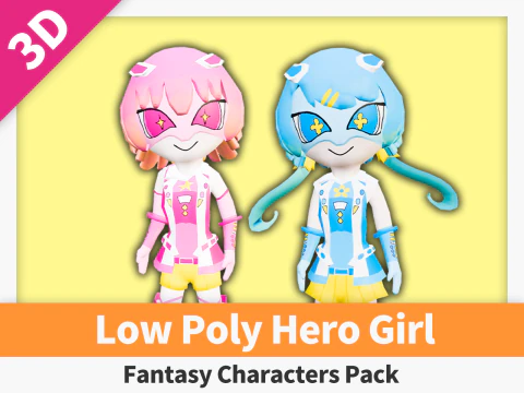 Low Poly Hero Girl - Pacchetto personaggi fantasy Modello 3D