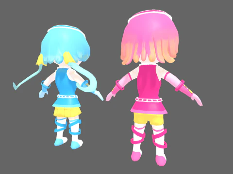 Low Poly Hero Girl - Pacote de personagens de fantasia Modelo 3D