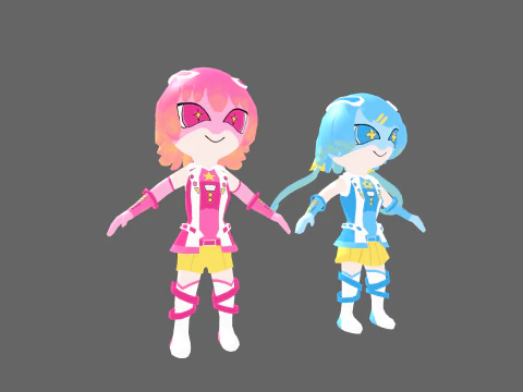 Low Poly Hero Girl - Pacote de personagens de fantasia Modelo 3D