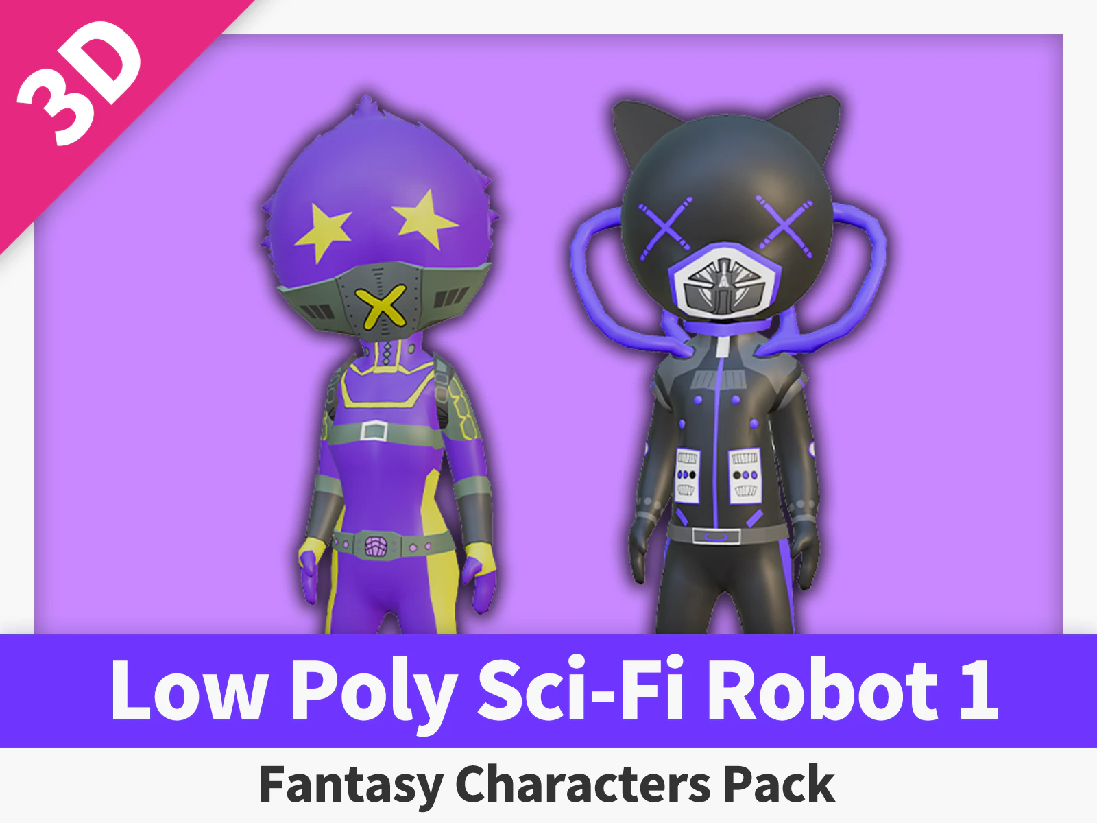 Low Poly Sci-Fi Robot 1 - Fantasy Characters Pack 3D Model .c4d .max .obj .3ds .fbx .stl .blend