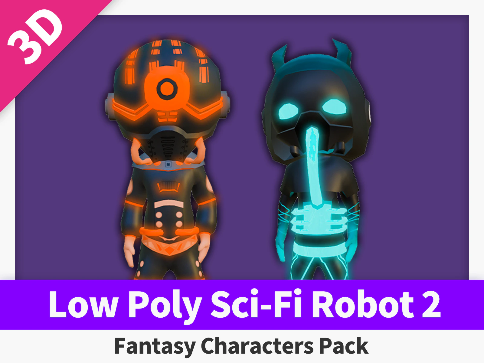 Low Poly Sci-Fi Robot 2 - Fantasy Characters Pack 3D Model .c4d .max .obj .3ds .fbx .stl .blend 