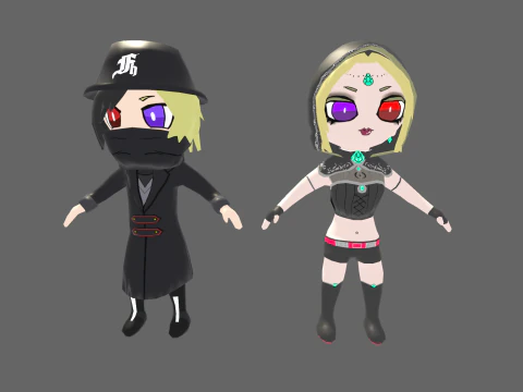 Low Poly Magic Wizard e Witch - Pacote de personagens de fantasia Modelo 3D