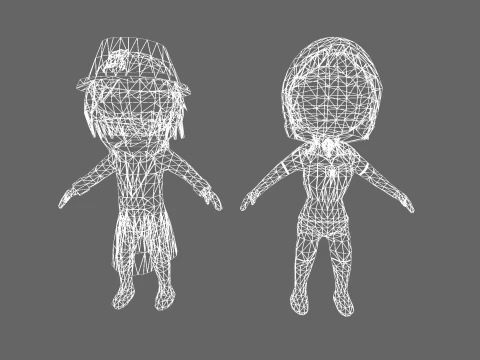 Low Poly Magic Wizard e Witch - Pacote de personagens de fantasia Modelo 3D