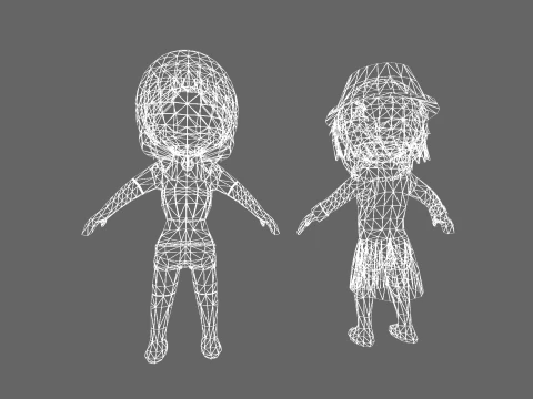 Low Poly Magic Wizard e Witch - Pacote de personagens de fantasia Modelo 3D