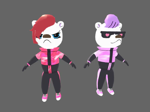Human&oacute;ide de Urso Branco Low Poly - Pacote de Personagens de Fantasia Modelo 3D