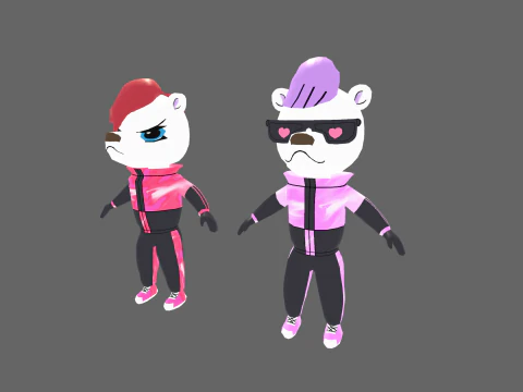 Human&oacute;ide de Urso Branco Low Poly - Pacote de Personagens de Fantasia Modelo 3D