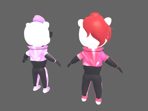 Human&oacute;ide de Urso Branco Low Poly - Pacote de Personagens de Fantasia Modelo 3D