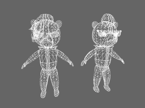Human&oacute;ide de Urso Branco Low Poly - Pacote de Personagens de Fantasia Modelo 3D