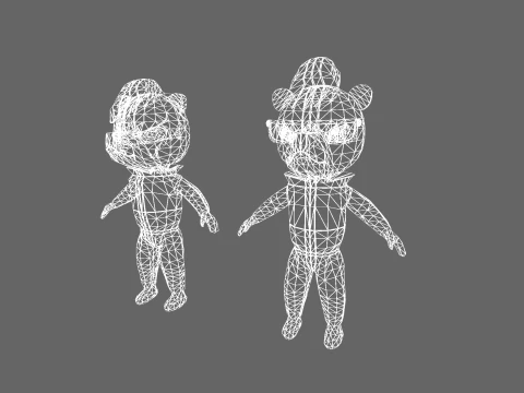 Human&oacute;ide de Urso Branco Low Poly - Pacote de Personagens de Fantasia Modelo 3D