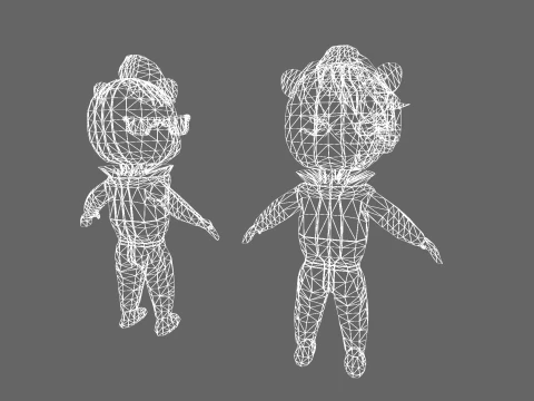 Human&oacute;ide de Urso Branco Low Poly - Pacote de Personagens de Fantasia Modelo 3D