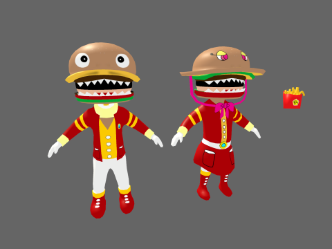 Low Poly Burger Humanoid - Fantasy Characters Pack 3D Model