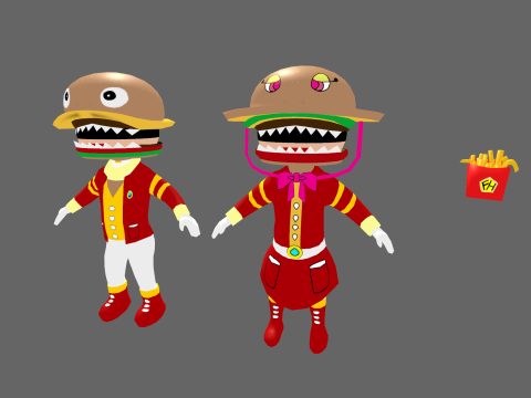 Low Poly Burger Humanoid - Fantasy Characters Pack 3D Model