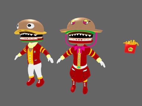 Low Poly Burger Humanoid - Fantasy Characters Pack 3D Model