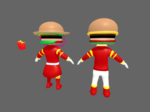 Low Poly Burger Humanoid - Fantasy Characters Pack 3D Model