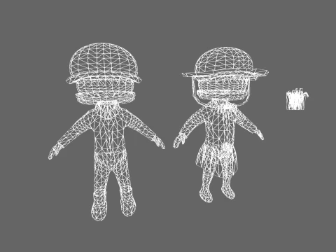 Low Poly Burger Humanoid - Fantasy Characters Pack 3D Model