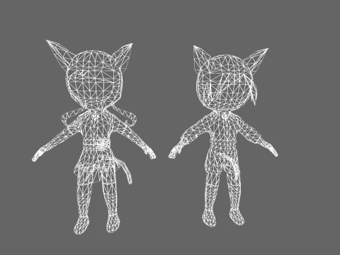 Gatto ninja anime low poly - Pacchetto personaggi fantasy Modello 3D