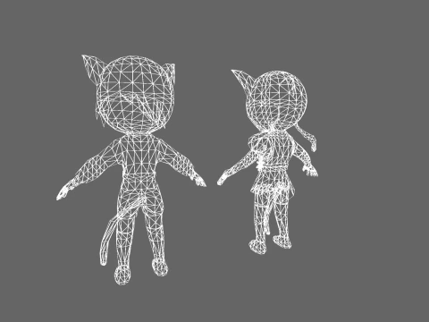 Gatto ninja anime low poly - Pacchetto personaggi fantasy Modello 3D