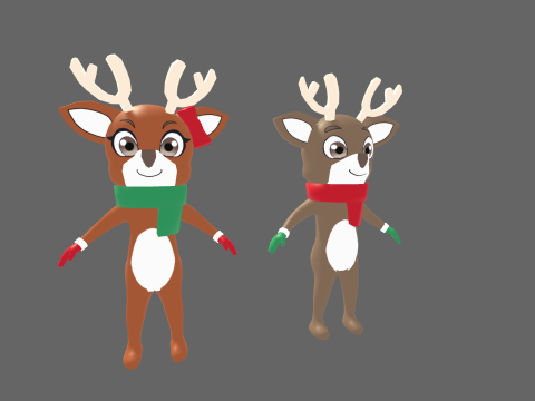 Low Poly Deer Humanoid - Fantasy Characters Pack 3D मॉडल