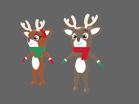 Low Poly Deer Humanoid - Fantasy Characters Pack 3D मॉडल